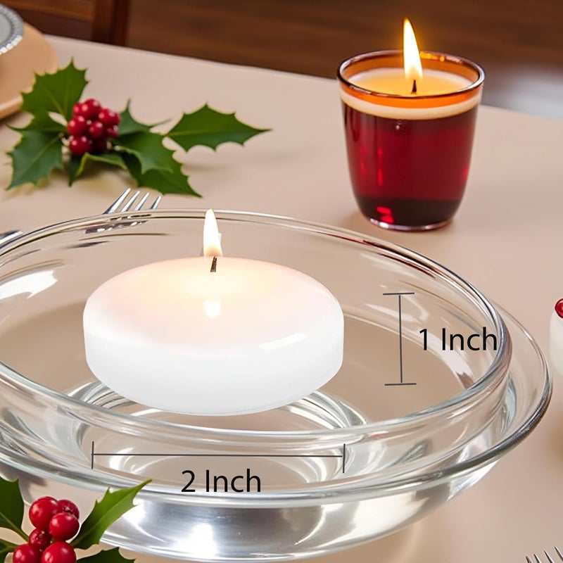OSHINE 24 Pack Floating Candles: White 2 Inch Round Unscented Floating Candles for Wedding Centerpieces, Parties, Vase Fillers and Bath Tub - Image 2